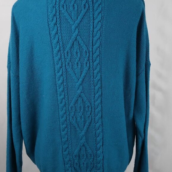 Free People | NWT Oversized Cable Pullover Sweater Teal | Size S - Picture 4 of 16